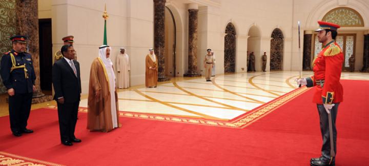 President and First Lady arrive back in Male' on conclusion of their official visit to Kuwait